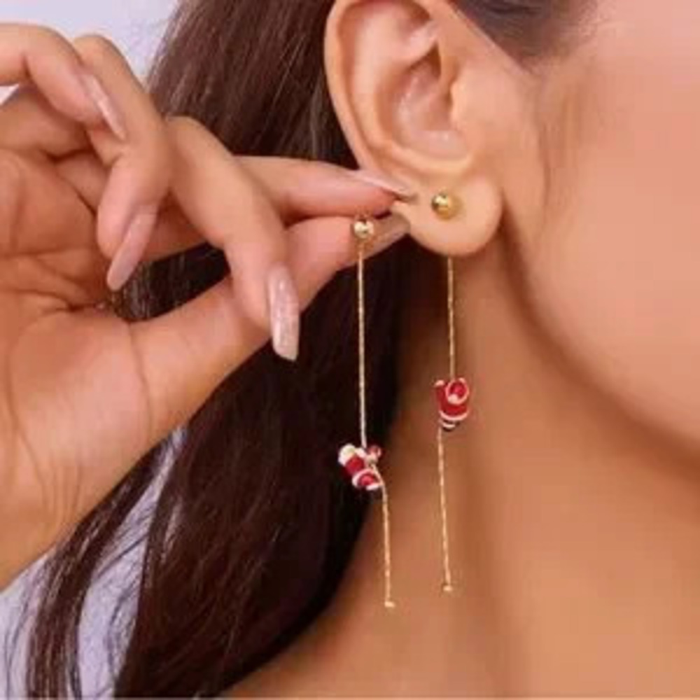 Santa climbing Long earrings Christmas fun earrings